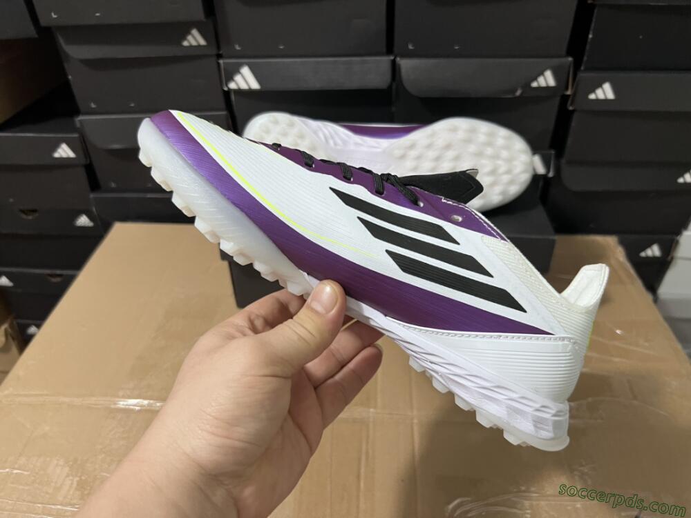 Adidas F50 Elite TF Low-Tops Football Shoes - White/Black/Purple