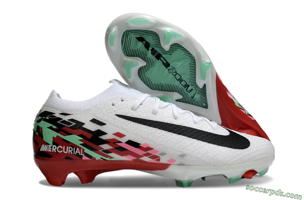 Nike Air Zoom Mercurial Vapor 16 Elite FG Low-Tops Football Boots - White/Black/Pink/Green 1