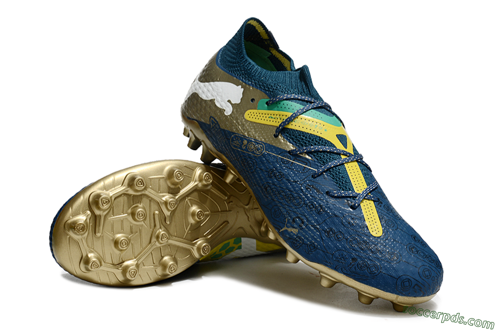 Puma Future Ultimate MG Low-Tops Football Boots - Blue/White/Gold 3