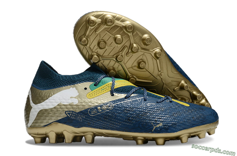 Puma Future Ultimate MG Low-Tops Football Boots - Blue/White/Gold 1