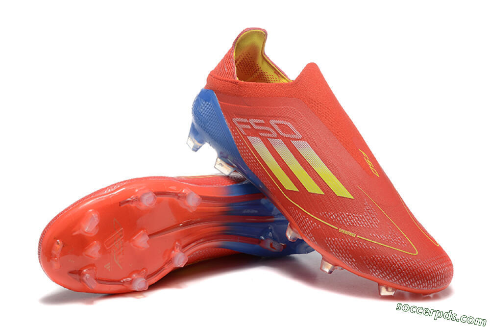 Adidas F50 Elite Laceless FG Low-Tops Football Boots - Red/Yellow/Blue 4
