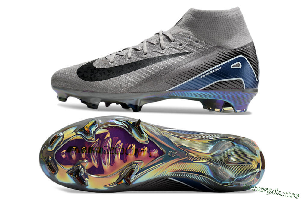 Nike Mercurial Superfly 10 Elite FG High-Tops Football Boots - Grey/Black/Blue/Gold 0