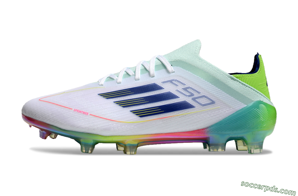 Adidas F50 Elite FG Low-Tops Football Boots - White/Blue/Yellow/Gold 2