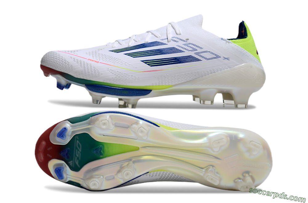 Adidas F50+ Lightstrike Pro FG Low-Tops Football Boots - White/Blue/Yellow 0