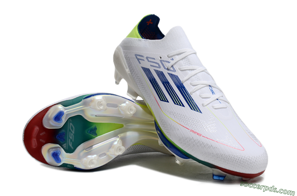 Adidas F50+ Lightstrike Pro FG Low-Tops Football Boots - White/Blue/Yellow 4