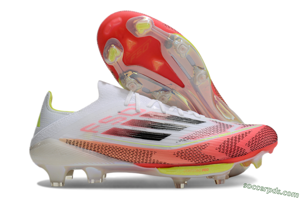 Adidas F50+ Lightstrike Pro FG Low-Tops Football Boots - White/Red/Pink/Black/Yellow 1