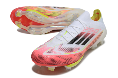 Adidas F50+ Lightstrike Pro FG Low-Tops Football Boots - White/Red/Pink/Black/Yellow