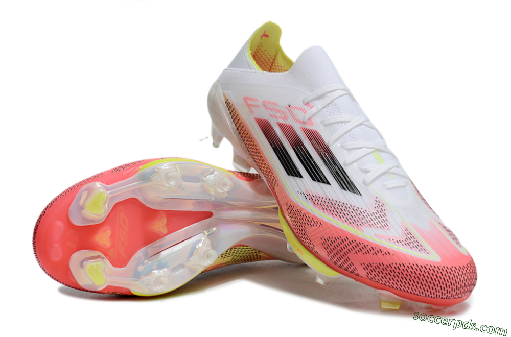 Adidas F50+ Lightstrike Pro FG Low-Tops Football Boots - White/Red/Pink/Black/Yellow 4