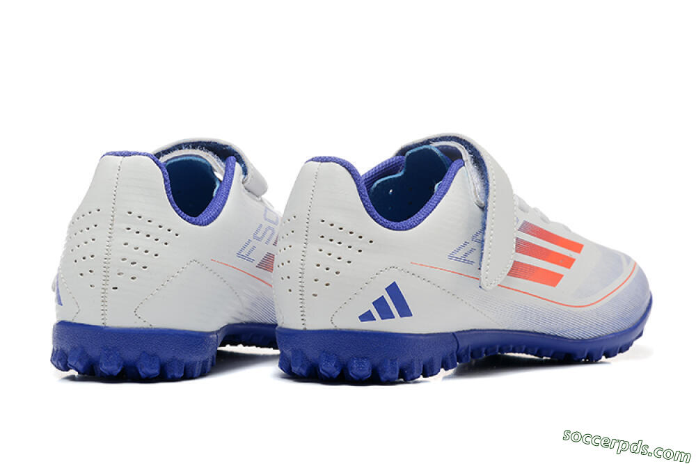 Kids Adidas Predator Elite TF Low-Tops Football Shoes - White/Blue/Red 9