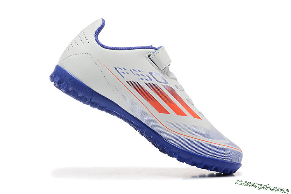 Kids Adidas Predator Elite TF Low-Tops Football Shoes - White/Blue/Red 7