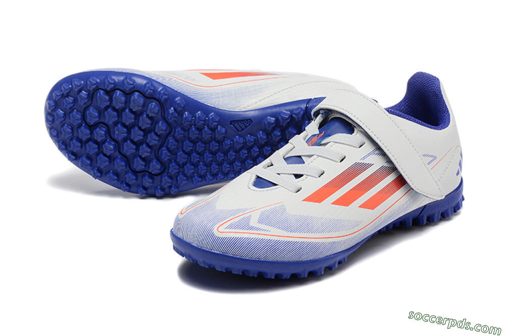 Kids Adidas Predator Elite TF Low-Tops Football Shoes - White/Blue/Red 3