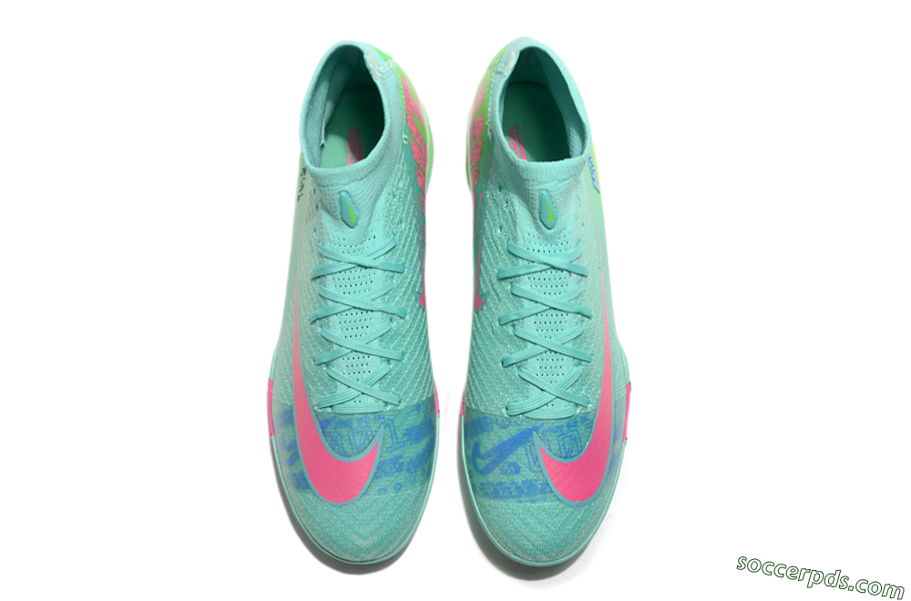 Nike Air Zoom Mercurial Superfly 10 Elite TF High-Tops Football Shoes - Jade/Pink/Blue 4