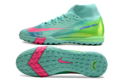 Nike Air Zoom Mercurial Superfly 10 Elite TF High-Tops Football Shoes - Jade/Pink/Blue