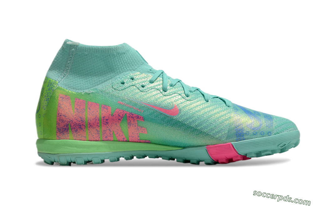 Nike Air Zoom Mercurial Superfly 10 Elite TF High-Tops Football Shoes - Jade/Pink/Blue 7