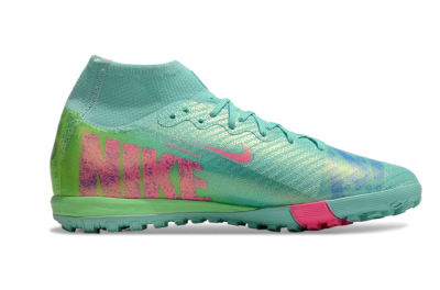 Nike Air Zoom Mercurial Superfly 10 Elite TF High-Tops Football Shoes - Jade/Pink/Blue
