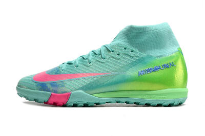 Nike Air Zoom Mercurial Superfly 10 Elite TF High-Tops Football Shoes - Jade/Pink/Blue