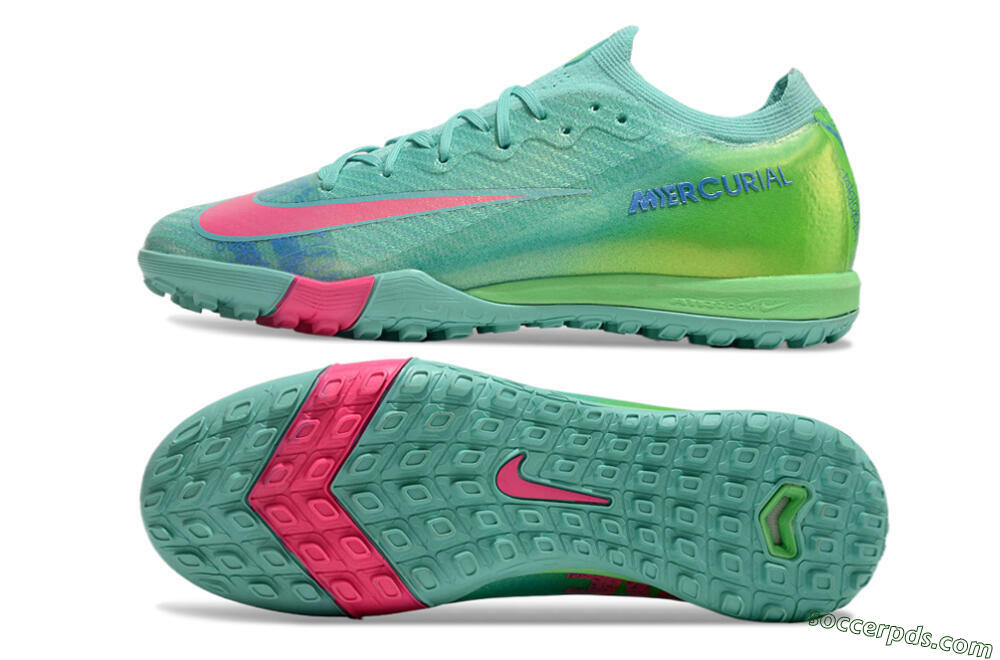 Nike Air Zoom Mercurial Vapor 16 Elite TF Low-Tops Football Shoes - Jade/Pink/Blue 0