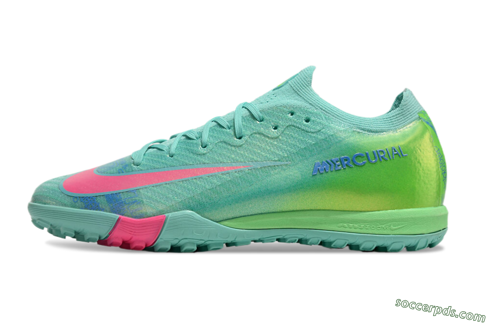 Nike Air Zoom Mercurial Vapor 16 Elite TF Low-Tops Football Shoes - Jade/Pink/Blue 2