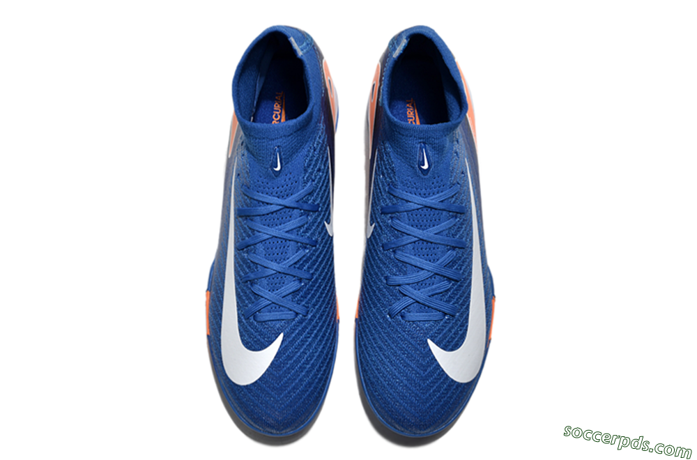 Nike Air Zoom Mercurial Superfly 10 Elite TF High-Tops Football Shoes - Blue/White/Orange 4