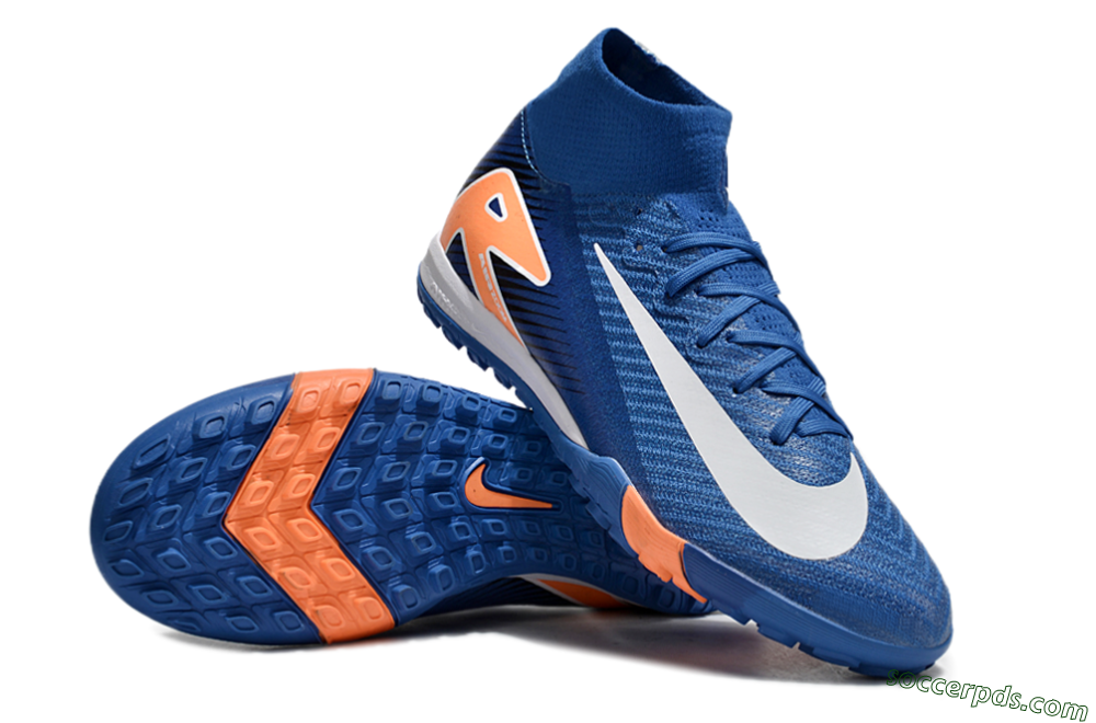 Nike Air Zoom Mercurial Superfly 10 Elite TF High-Tops Football Shoes - Blue/White/Orange 3