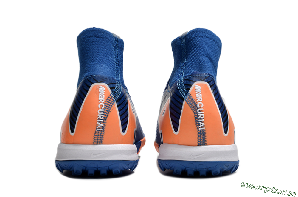 Nike Air Zoom Mercurial Superfly 10 Elite TF High-Tops Football Shoes - Blue/White/Orange 5