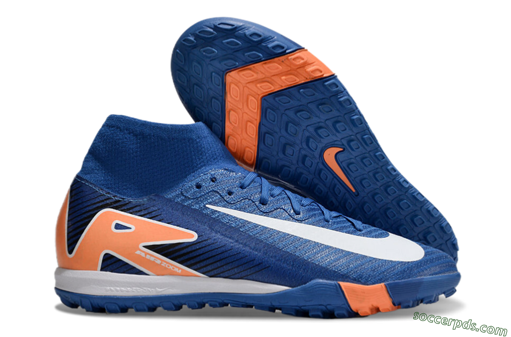 Nike Air Zoom Mercurial Superfly 10 Elite TF High-Tops Football Shoes - Blue/White/Orange 1
