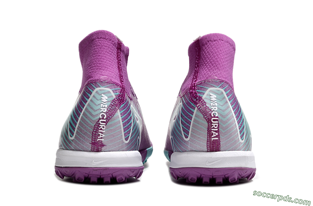 Nike Air Zoom Mercurial Superfly 10 Elite TF High-Tops Football Shoes - Purple/Jade/White 5