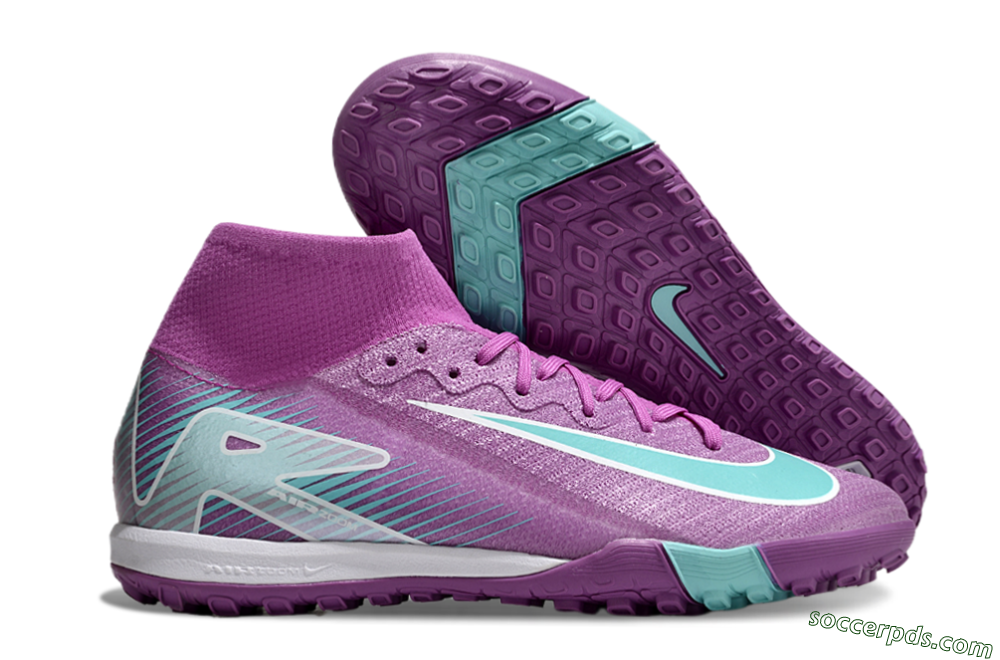 Nike Air Zoom Mercurial Superfly 10 Elite TF High-Tops Football Shoes - Purple/Jade/White 1