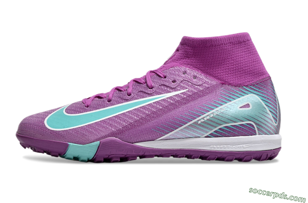 Nike Air Zoom Mercurial Superfly 10 Elite TF High-Tops Football Shoes - Purple/Jade/White 2