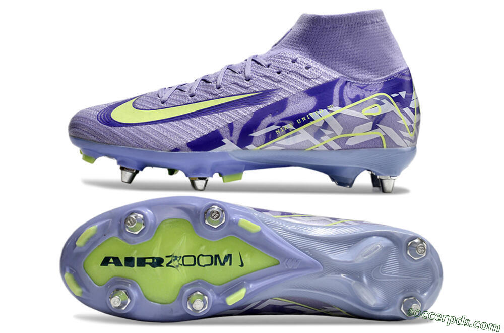 Nike Air Zoom Mercurial Superfly 10 Elite SG High-Tops Football Boots - Purple/Yellow/White 0