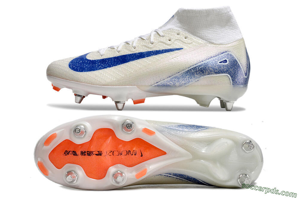 Nike Air Zoom Mercurial Superfly 10 Elite SG High-Tops Football Boots - Beige/White/Blue 0