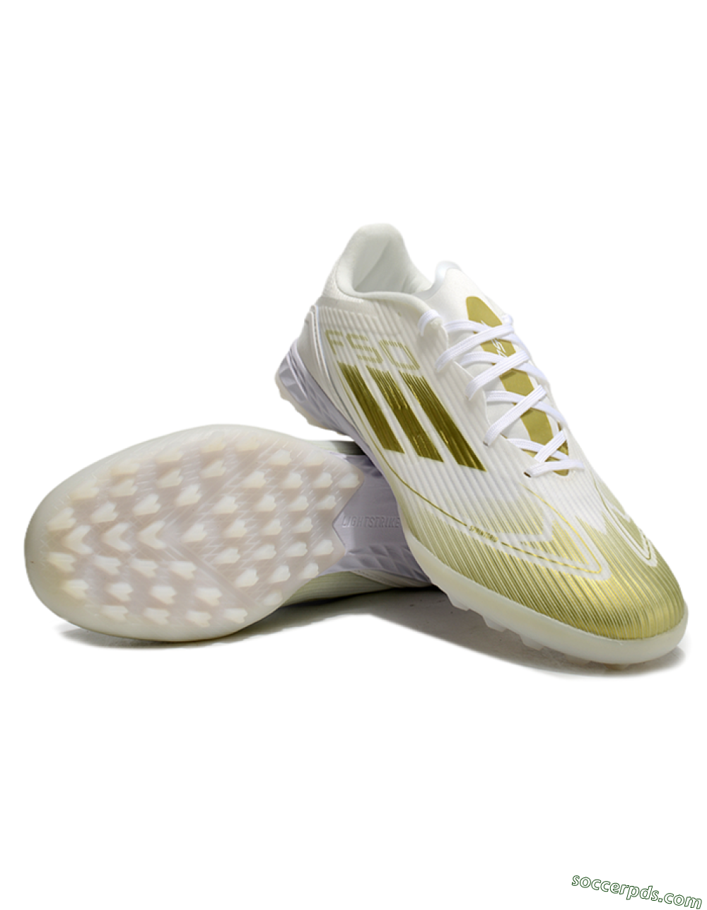 Adidas F50 Pro TF Low-Tops Football Shoes - White/Gold 3