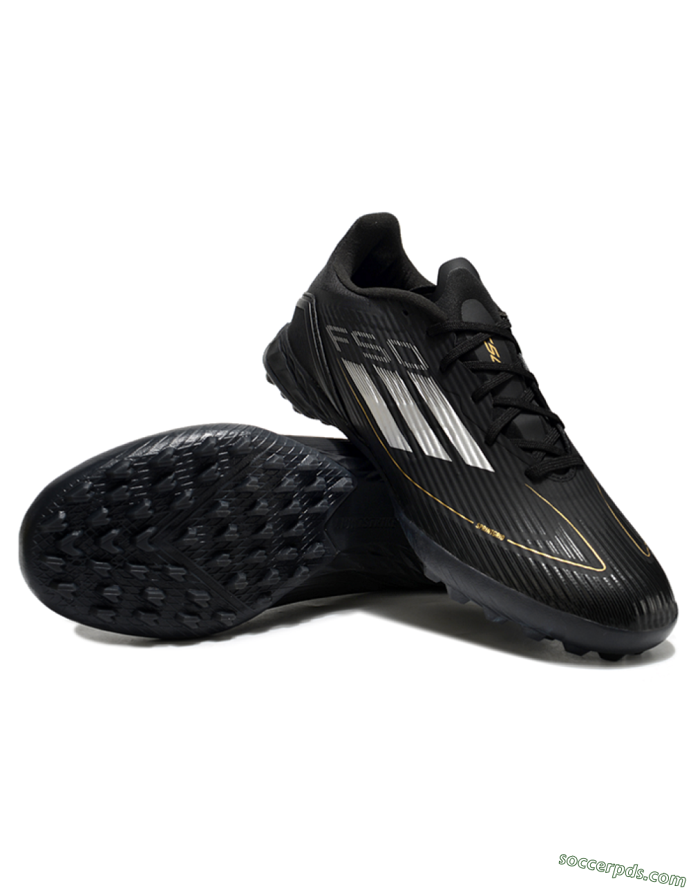 Adidas F50 Pro TF Low-Tops Football Shoes - Black/White/Gold 3
