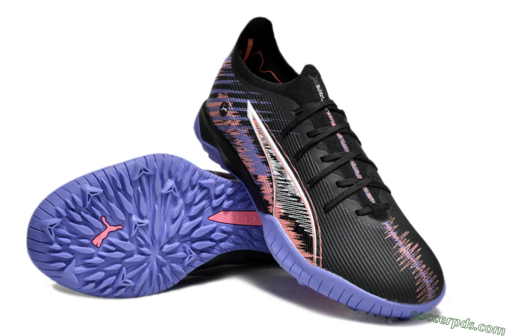 Puma Ultra Ultimate TF Low-Tops Football Shoes - Black/White/Purple/Pink 3
