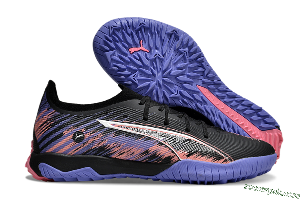 Puma Ultra Ultimate TF Low-Tops Football Shoes - Black/White/Purple/Pink 1