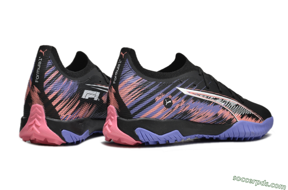 Puma Ultra Ultimate TF Low-Tops Football Shoes - Black/White/Purple/Pink 6