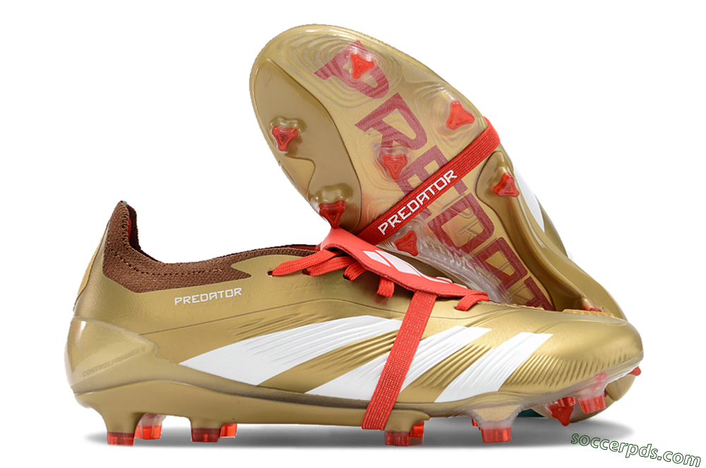 Adidas Predator Elite Foldover Tongue FG Low-Tops Football Boots - Gold/Red/White 1