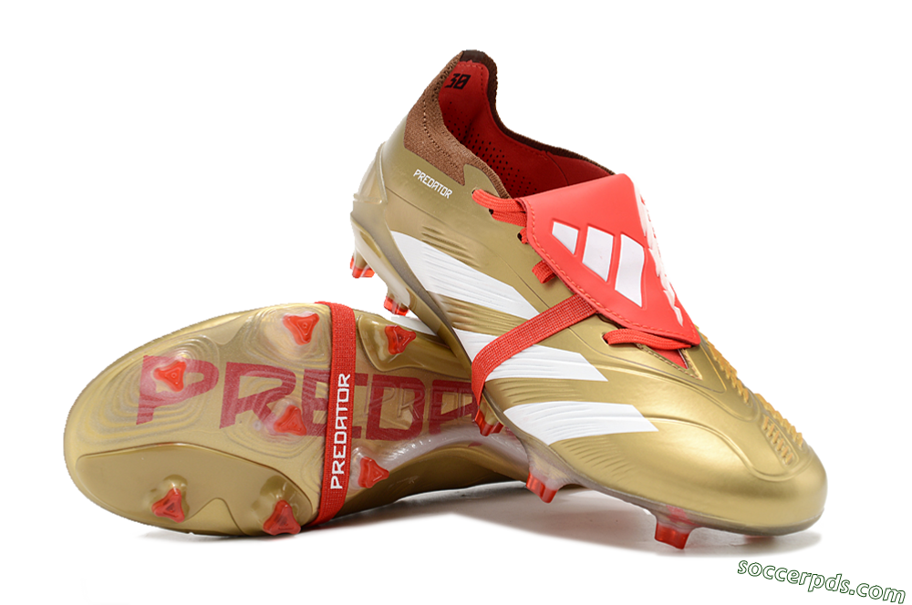 Adidas Predator Elite Foldover Tongue FG Low-Tops Football Boots - Gold/Red/White 3