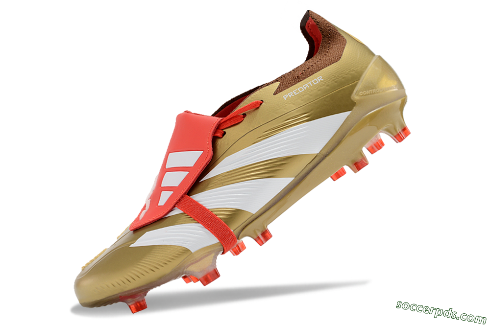 Adidas Predator Elite Foldover Tongue FG Low-Tops Football Boots - Gold/Red/White 5