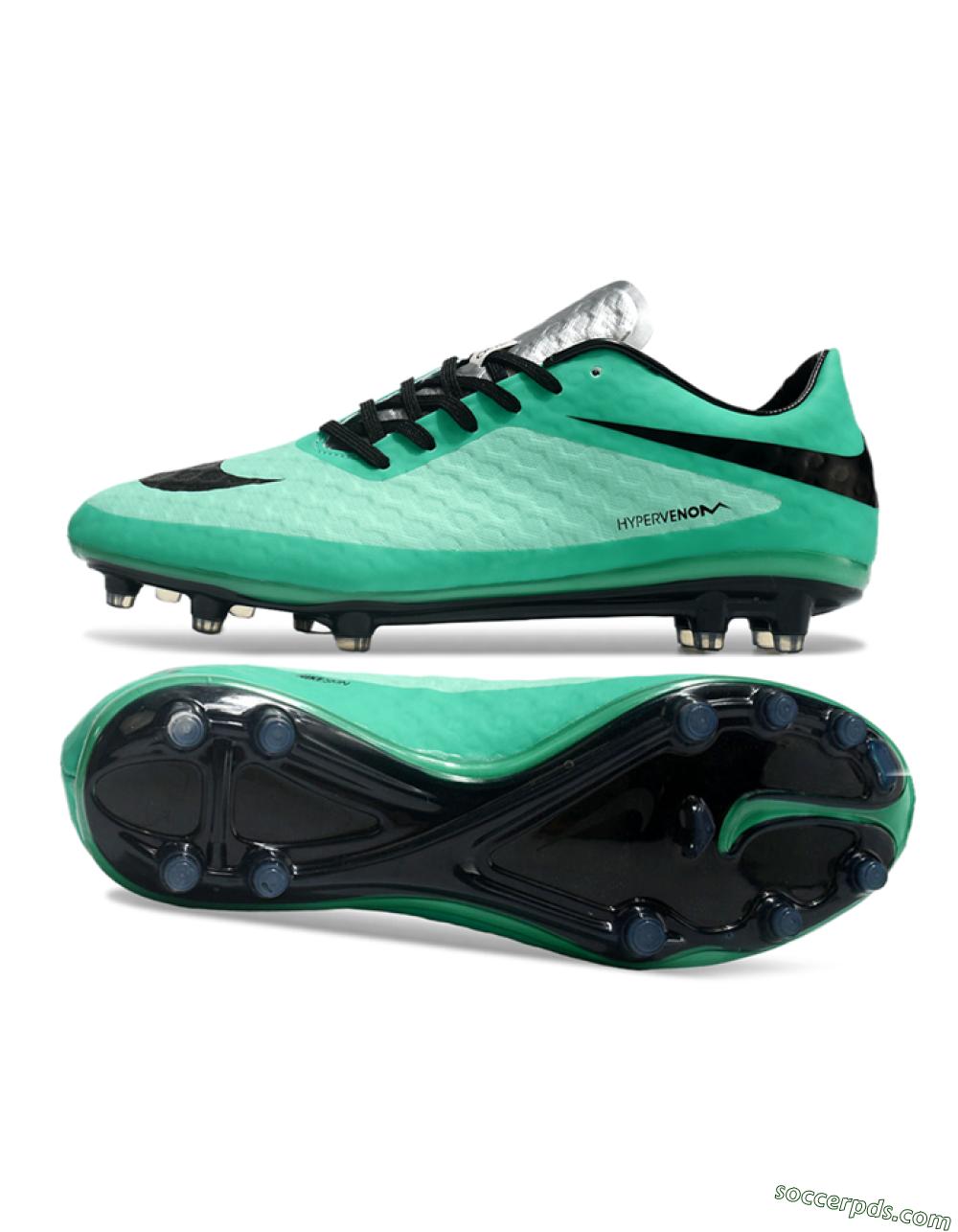 Nike Hypervenom Phantom FG Low-Tops Football Boots - Green/Black/Silver 0