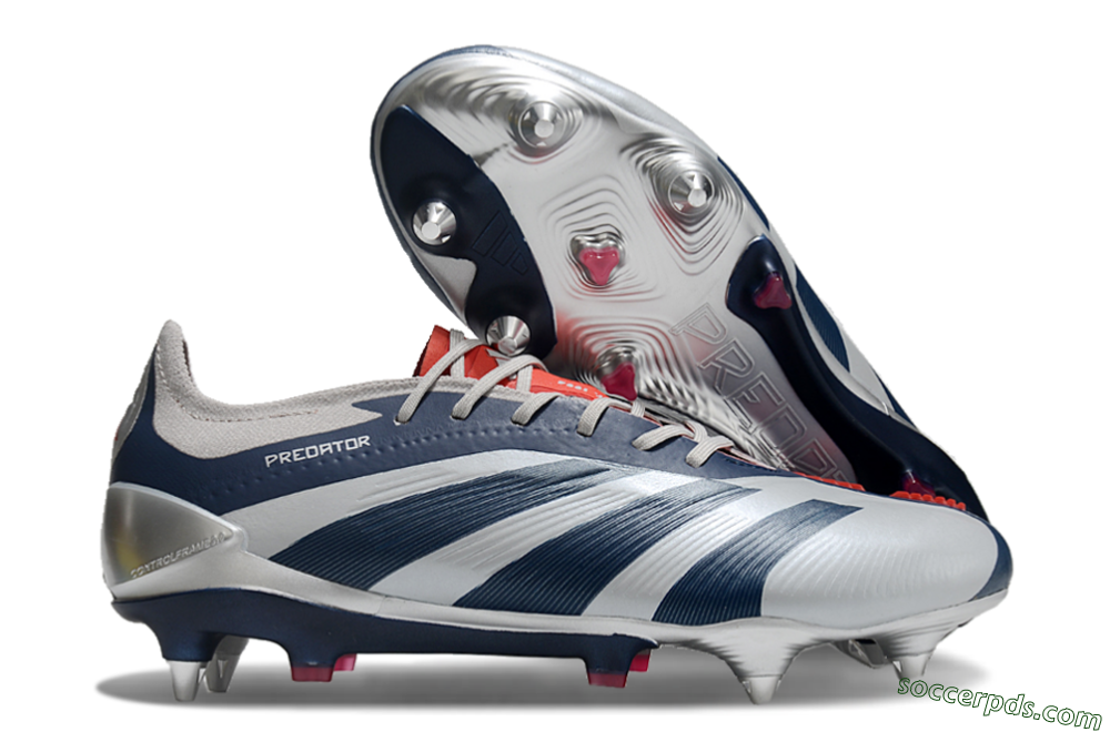 Adidas Predator 24 Elite SG Low-Tops Football Boots - Silver/Blue/Red 1