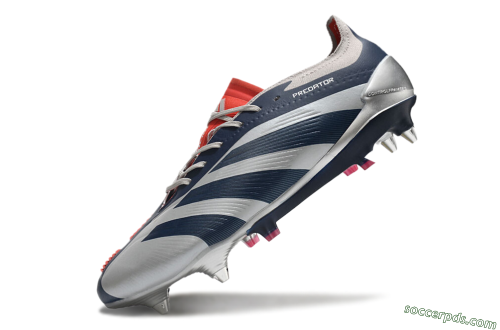 Adidas Predator 24 Elite SG Low-Tops Football Boots - Silver/Blue/Red 5