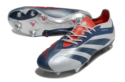 Adidas Predator 24 Elite SG Low-Tops Football Boots - Silver/Blue/Red