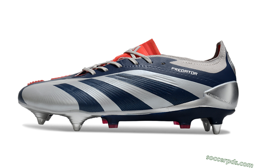 Adidas Predator 24 Elite SG Low-Tops Football Boots - Silver/Blue/Red 2