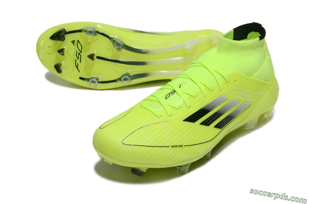 Adidas F50 Elite Mid FG High-Tops Football Boots - Yellow/Blue/White 3
