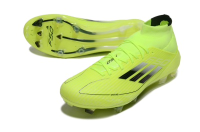 Adidas F50 Elite Mid FG High-Tops Football Boots - Yellow/Blue/White