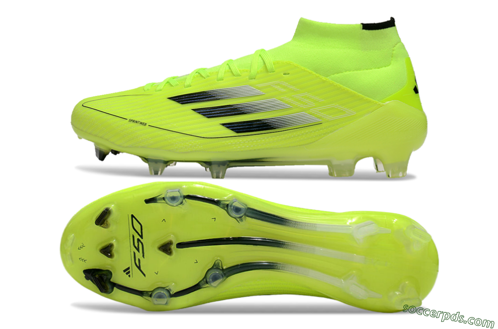 Adidas F50 Elite Mid FG High-Tops Football Boots - Yellow/Blue/White 0