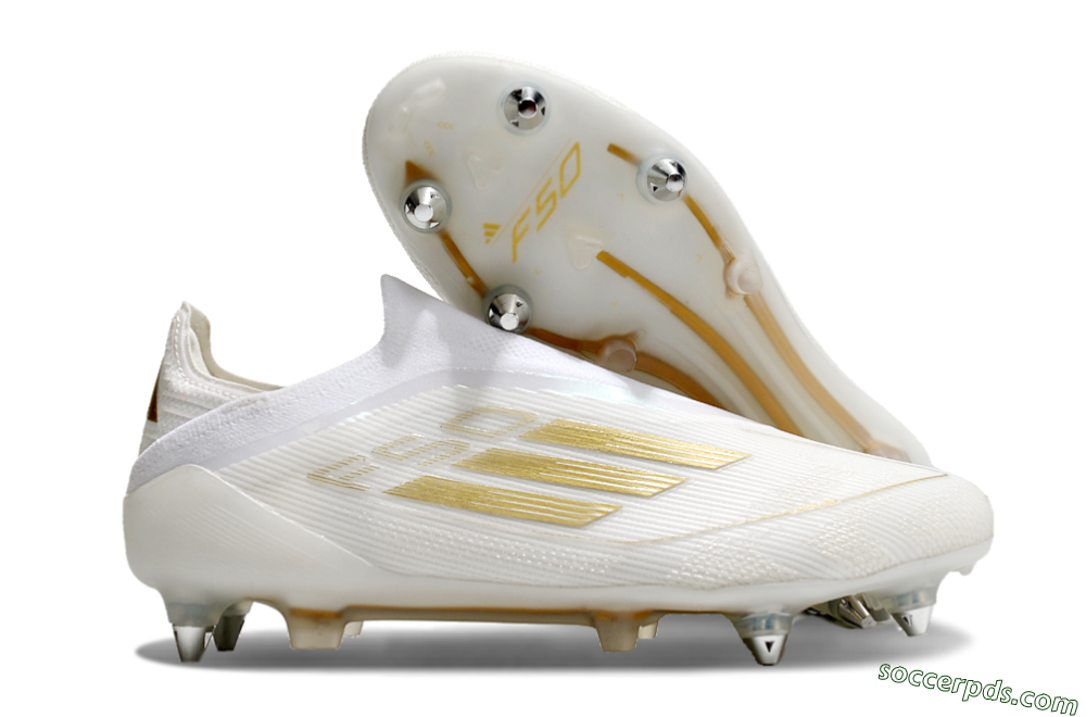 Adidas F50 Elite Laceless SG Low-Tops Football Boots - White/Gold 1