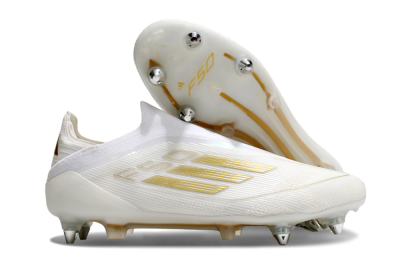 Adidas F50 Elite Laceless SG Low-Tops Football Boots - White/Gold