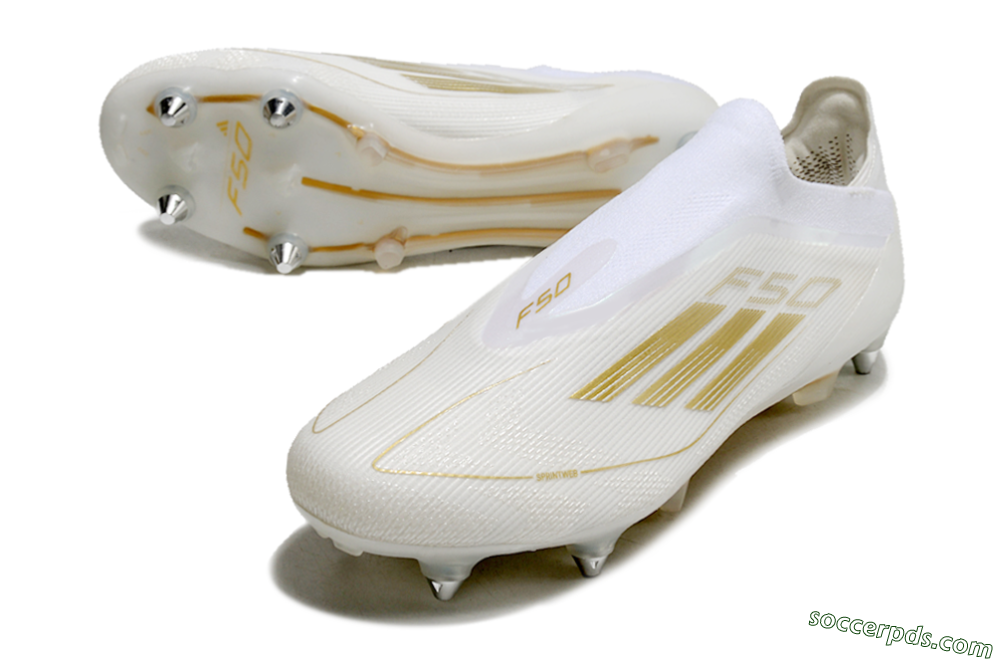 Adidas F50 Elite Laceless SG Low-Tops Football Boots - White/Gold 3